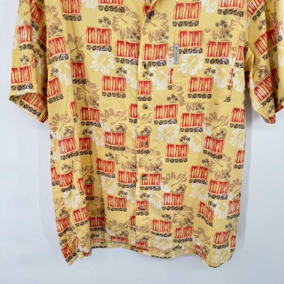 Columbia Men's Hawaiian Button-Up Shirt surfboards yellow size large cotton - Picture 4 of 9